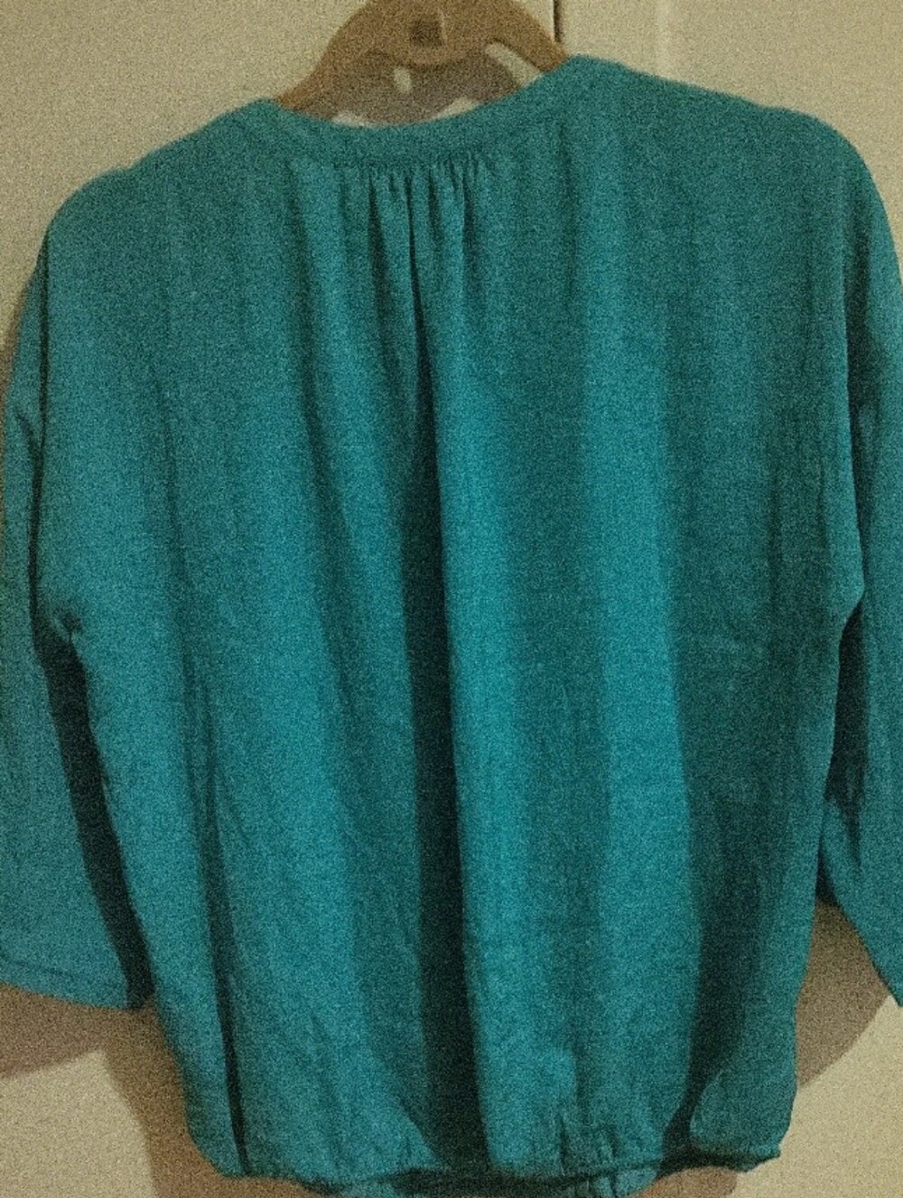 Covington Teal Pleat-Front Women's Blouse - Picture 3 of 6